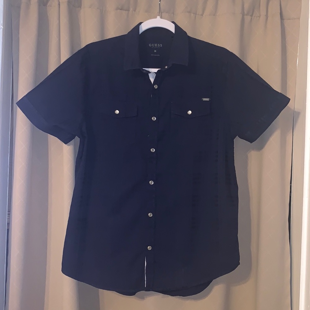 Men’s Guess Button Up Navy Size Medium - image 1